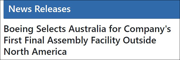 波音公司公告 截圖自該公司官網